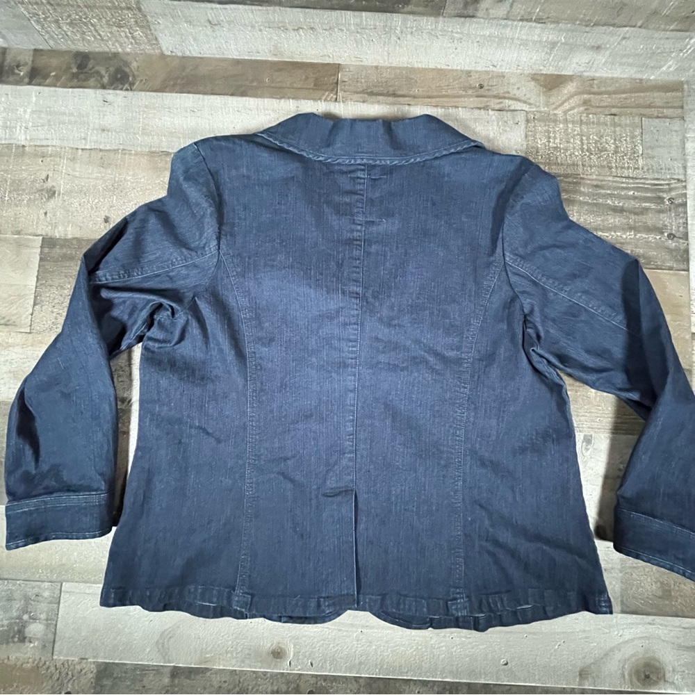 Avenue Denim Lite Blazer Blue Denim Collared 3 Button Women’s Size 18/20 - Picture 2 of 5